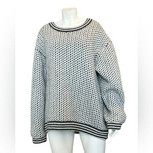 Vintage LL Bean Wool Birdseye Nordic Sweater XL Oversized Boxy Made In Norway